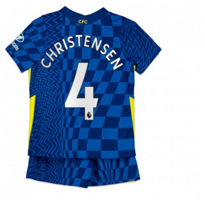 Chelsea Andreas Christensen 4 Dětské Domácí Fotbalové Dresy Komplet 2021 22 - Krátký Rukáv(Zahrnuje šortky)